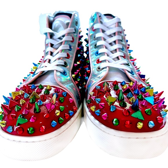 Louboutin Lou Spikes Hi Tops. - Picture 2 of 5